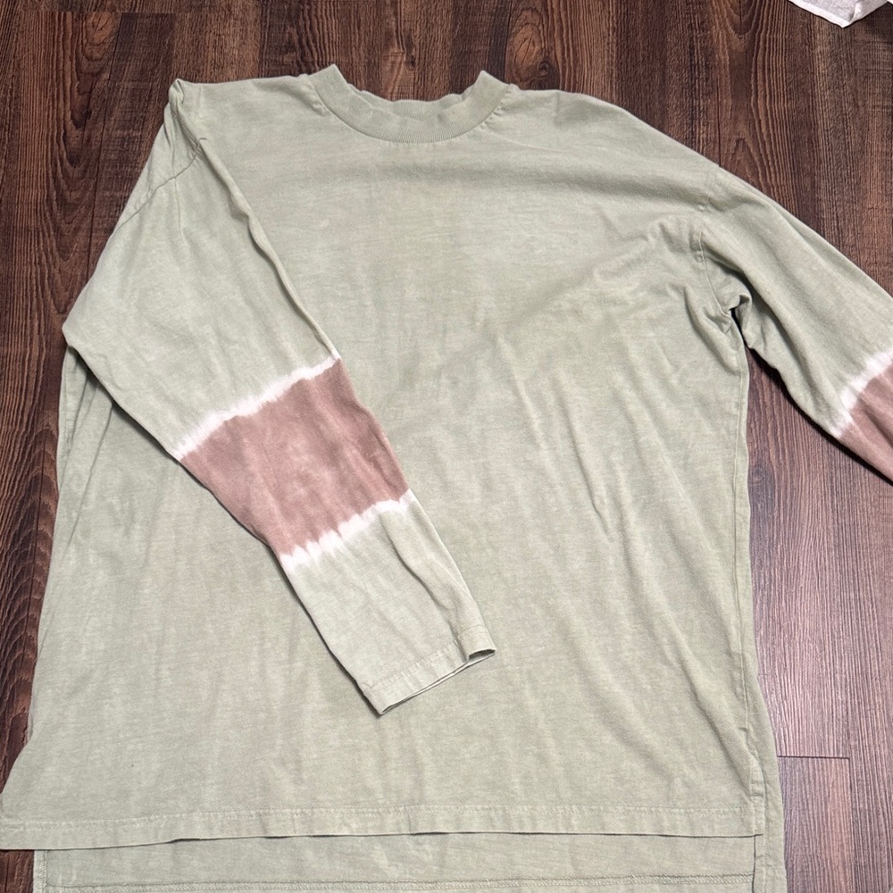 Olive and Brown Long Sleeve Women's Top